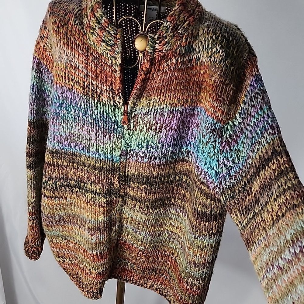 Gorgeous! Wool Blend Multicolor Cardigan Sweater Size 14 To 16
